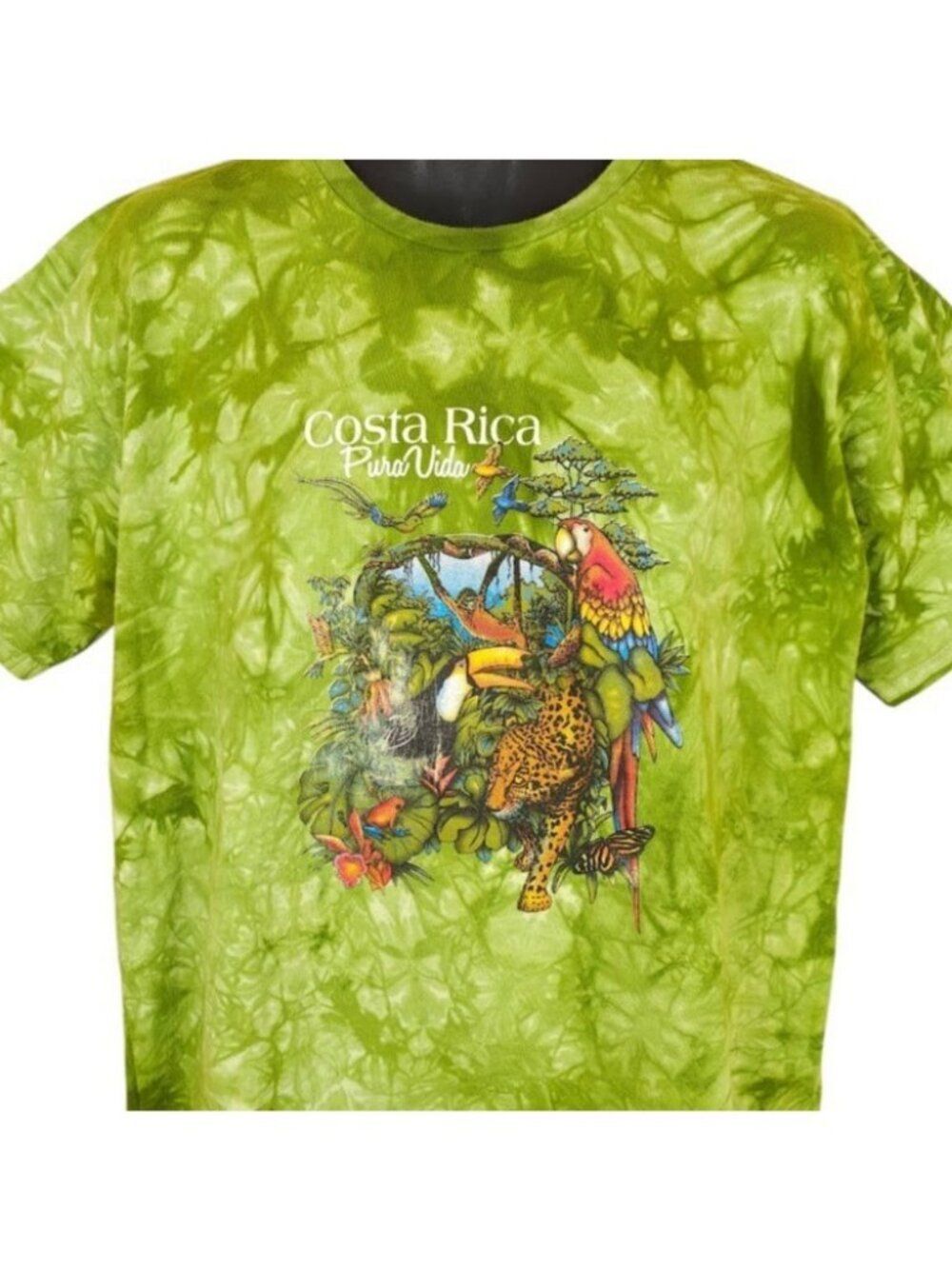 Costa Rica T Shirt Mens Size 2XL Green Tie Dye Pura Vida Rainforest Animal Tee